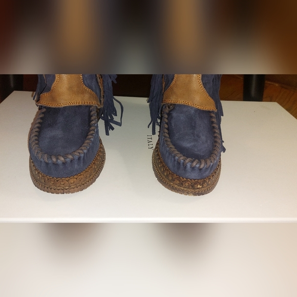SOLD El Vaquero Coleen Drifter Tall Moccasin Boots Navy Brand New in Box - Picture 8 of 16